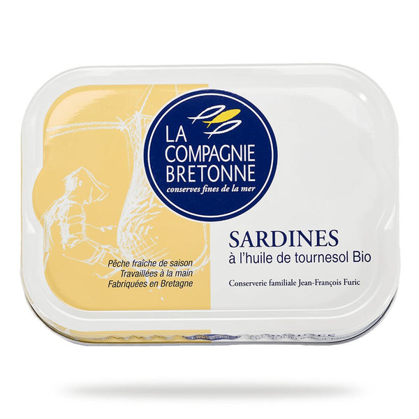 Sardines bretonnes à l’huile de tournesol bio - La Compagnie Bretonne - enboite.ch